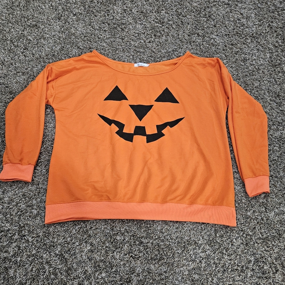 Amazon Pumpkin Off-Shoulder Long Sleeve Tunic